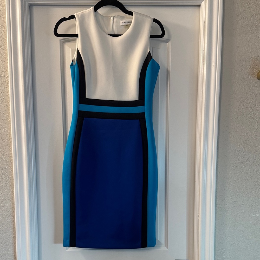 Calvin Klein Blue and White Mini Dress